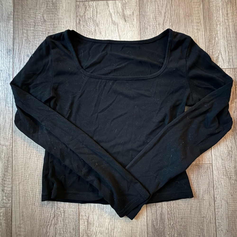 Black Square Neck Line Long Sleeve
